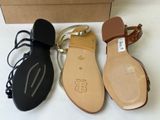 three pairs of women ' s shoes that are on a table
