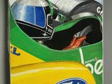 painting of a painting of a racing car with a helmet on