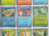 the pokemon cards are all different colors and sizes