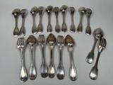 a lot of silver spoons and forks on the table