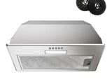 an image of a stainless steel range hood with two exhaust fans