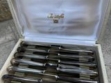 a set of six fountain pens in a case