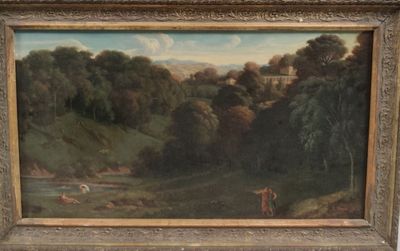 une image représentant un tableau de paysage avec du bétail au premier plan