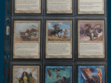 a lot of cards that are in a binder