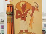 a book with a picture of an egyptian man holding a cat