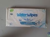 a close up of a box of water wipes on a table