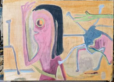 un tableau représentant une femme avec un oiseau sur l'épaule