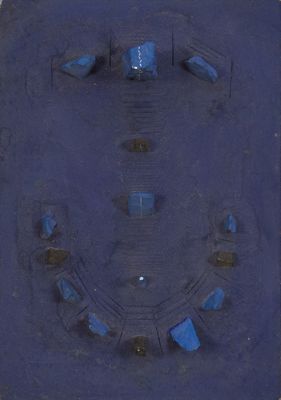 Jean Vérame (né en 1936) Relief Désert bleu Technique mixte …