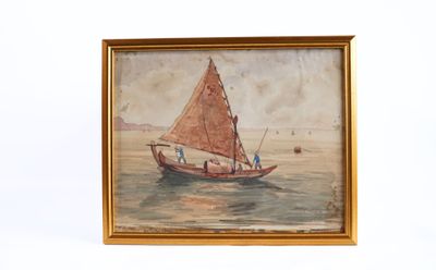École du XXe siècle,. Bateau de pêcheurs.