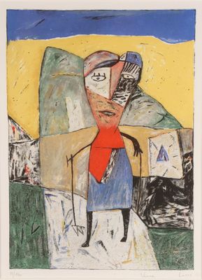 une image représentant un tableau d'un homme portant une cravate rouge