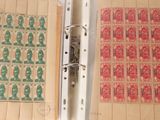 beaucoup de timbres sur les pages d'un classeur