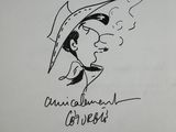 a drawing of a woman in a hat with a cigarette in her mouth