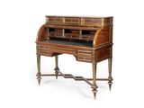 an antique writing desk with drawers and a marble top