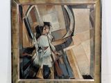 a painting of a woman standing in front of a window