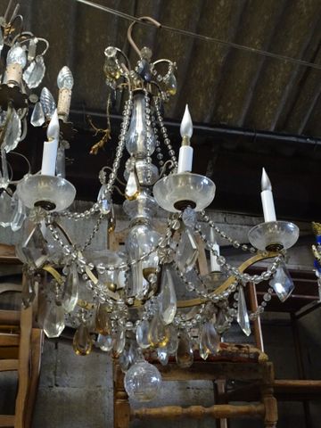 Lustre à pampilles à 6 bras de lumière 