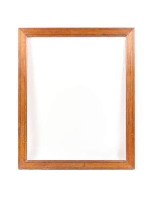 an empty wooden frame on a white background