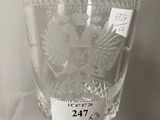 a wine glass that has a label on it