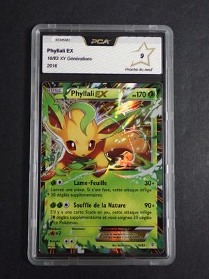 a close up of a pokemon card in a plastic case
