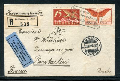 an old postcard with a stamp on it with a picture of a plane