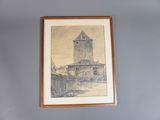 une photo d'une photo d'un bâtiment sur le mur