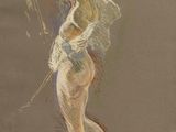 dessin représentant une femme nue tenant une batte de baseball à la main