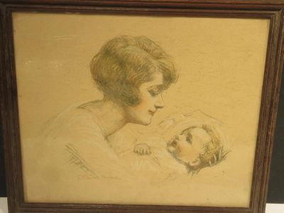 painting of a woman holding a baby in her arms