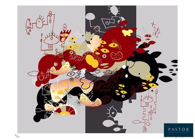 une image représentant un groupe de personnages de dessins animés sur un fond gris