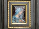 an image of a painting of a woman in a blue dress