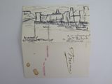 a piece of paper with a drawing of a boat on it