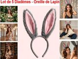 a collage of pictures of a woman wearing bunny ears