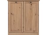 une image d'un meuble en bois avec deux portes et un tiroir