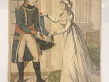 un dessin représentant un homme et une femme en tenue de cérémonie
