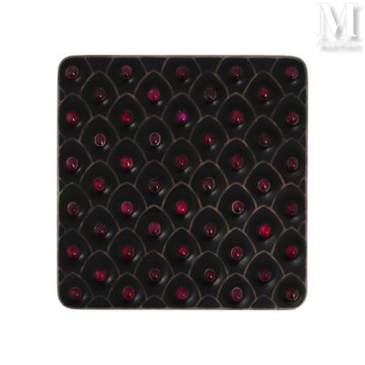 René BOIVIN Poudrier carré en argent (950 millièmes) couvert…