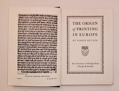 (Bibliographie) BUTLER (Pierce) The Origin of Printing in Eu…