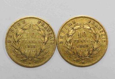 deux pièces d'or, dont l'une est ornée d'une couronne et l'autre représente une couronne