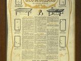 un vieux journal français avec la photo d'une table et de chaises