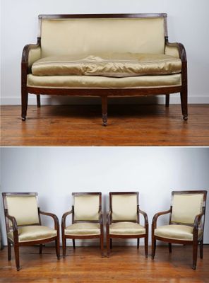 two pictures of a set of four chairs and a couch
