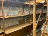 a room with shelves and a ladder in it