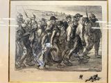 drawing of a group of men standing in a line next to each other
