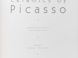 an open book with a black and white cover of ceramics by picassoo