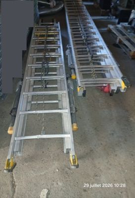 two ladders that are attached to the side of a building