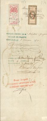 France Fiscaux : Effets de commerce Nr 134 et 197 sur beau d…