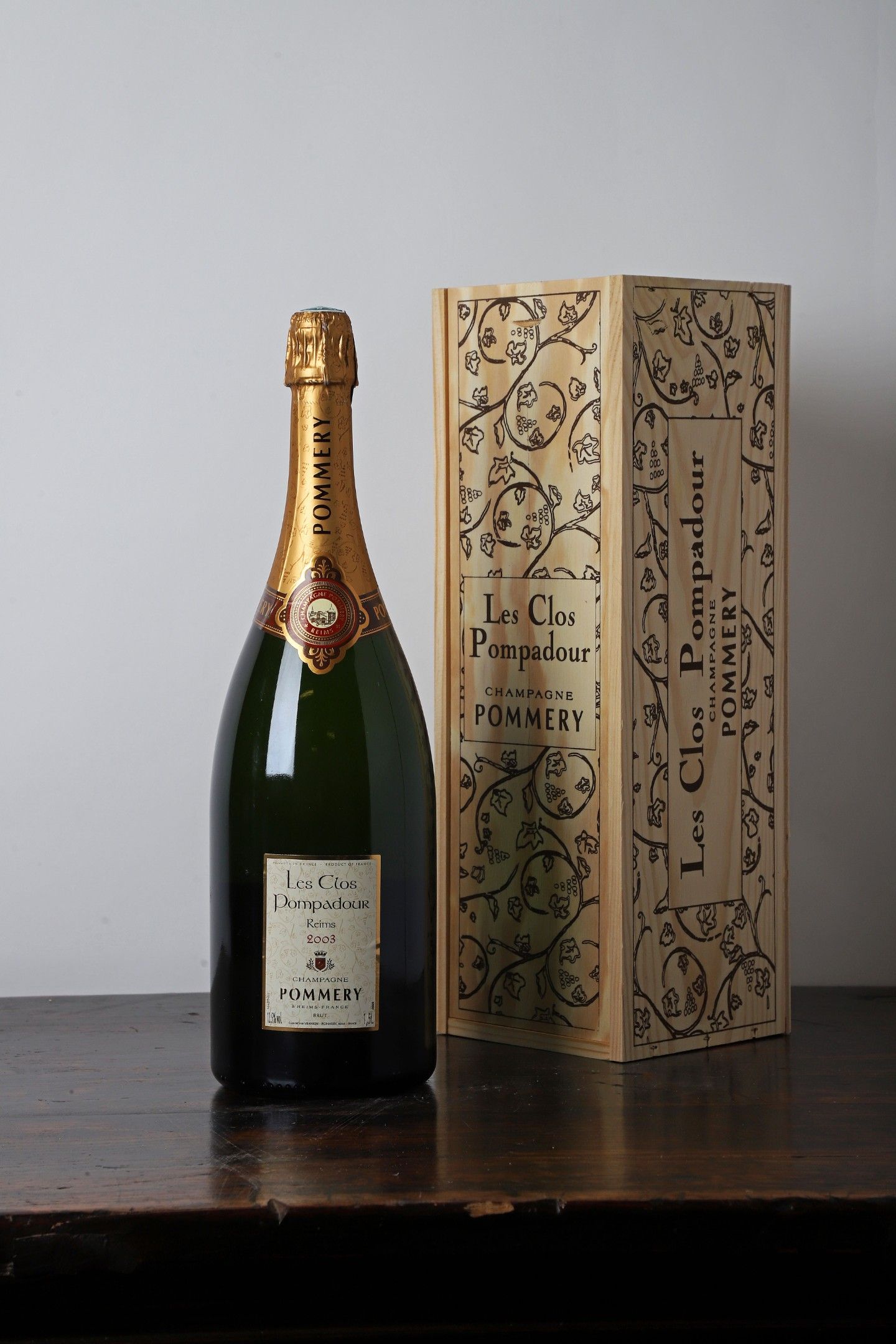 1 Mag CHAMPAGNE BRUT LES CLOS POMPADOUR (Caisse Bois d'origi…