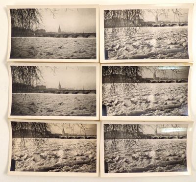 quatre photographies en noir et blanc représentant une rivière et un arbre
