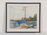 une image d'un tableau représentant un voilier dans l'eau