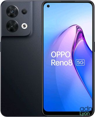 Le smartphone Oppo Reno 8G est présenté en noir