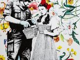 une image représentant un tableau où figurent un homme, une petite fille et un chien