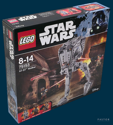 une boîte contenant des sets Lego Star Wars sur fond bleu