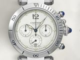 a close up of a watch on a white background