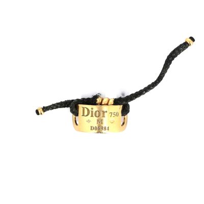 Bracelet Christian Dior plaqué or avec cordon noir